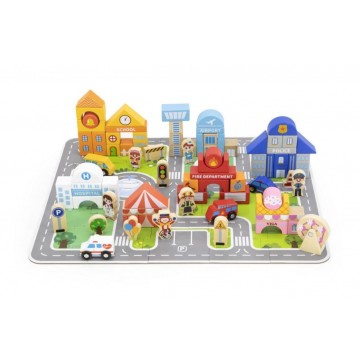 مكعبات بناء المدينة ( 100 قطعة ) مع فرشه : 25*22سم