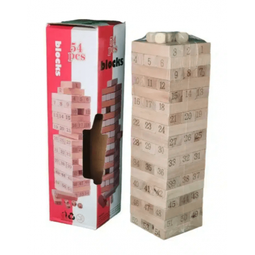 برج التحدي والتوازن - خشبي كبير 54 قطعة