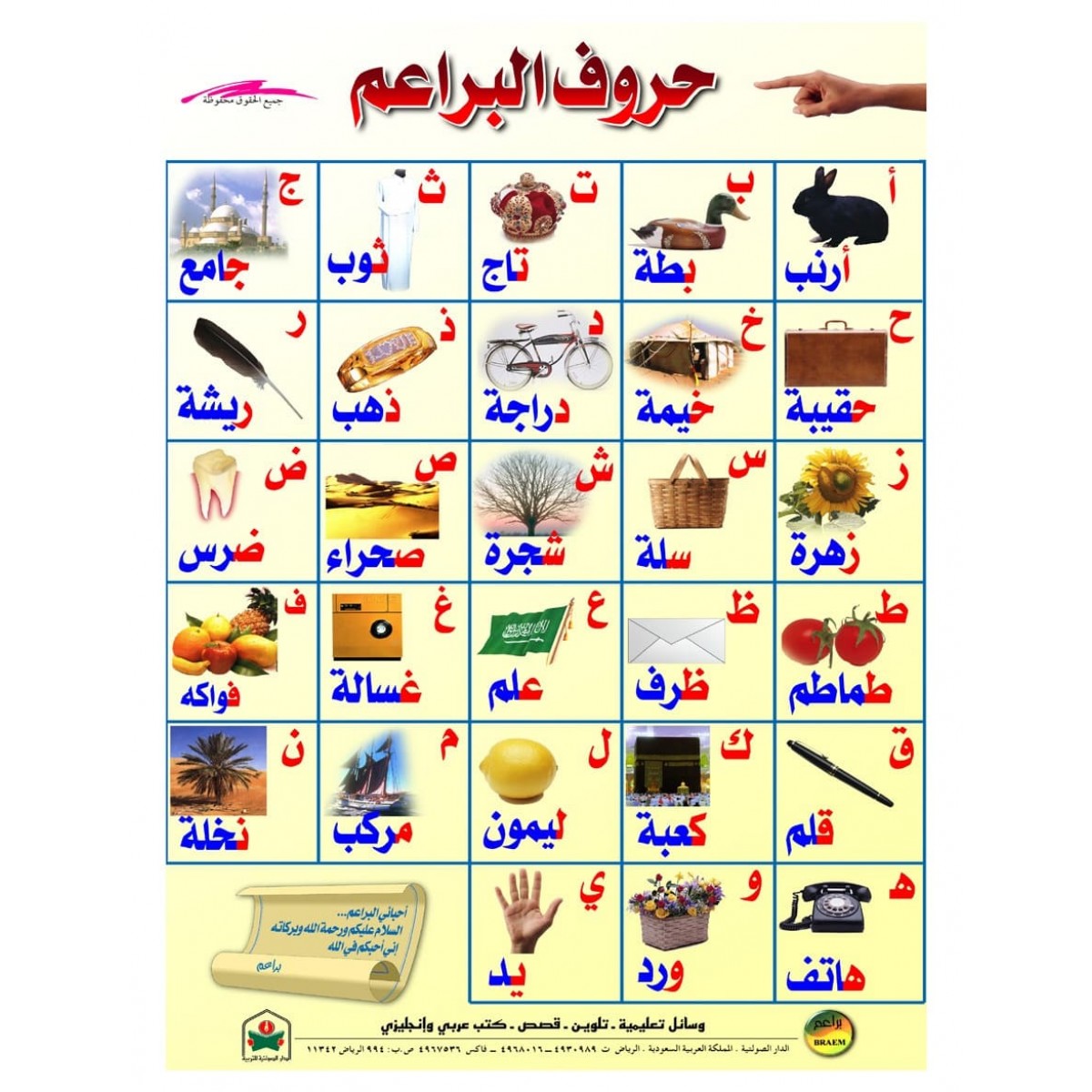 لوحة حروف البراعيم مقاس 70*50 سم 