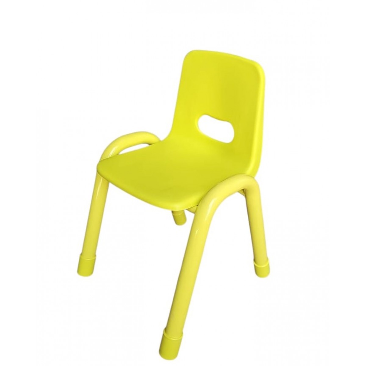 كرسي بلاستيك ارجل حديد ارتفاع 35 سم اصفر