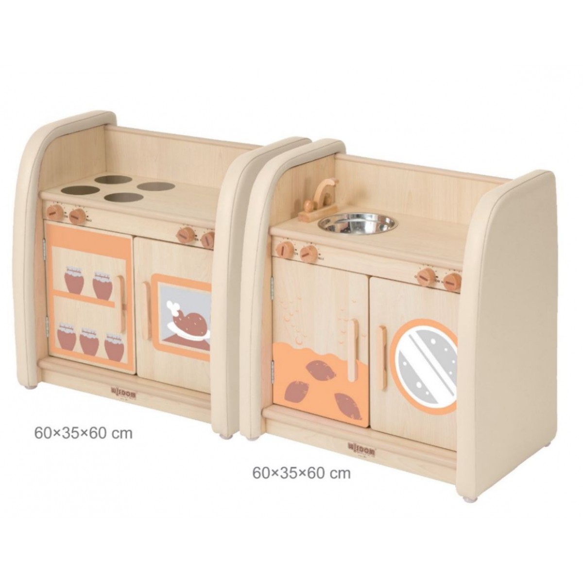 مغسلة وفرن الحضانة بأطراف محمية 
120*35*60سم
